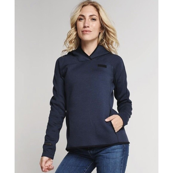 Obermeyer Women’s Lila Fleece Pullover Hooded Pockets Blue Size S EUC - Picture 3 of 12